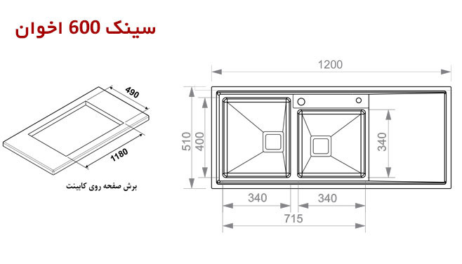 سینک ظرفشویی باکسی اخوان کد 600