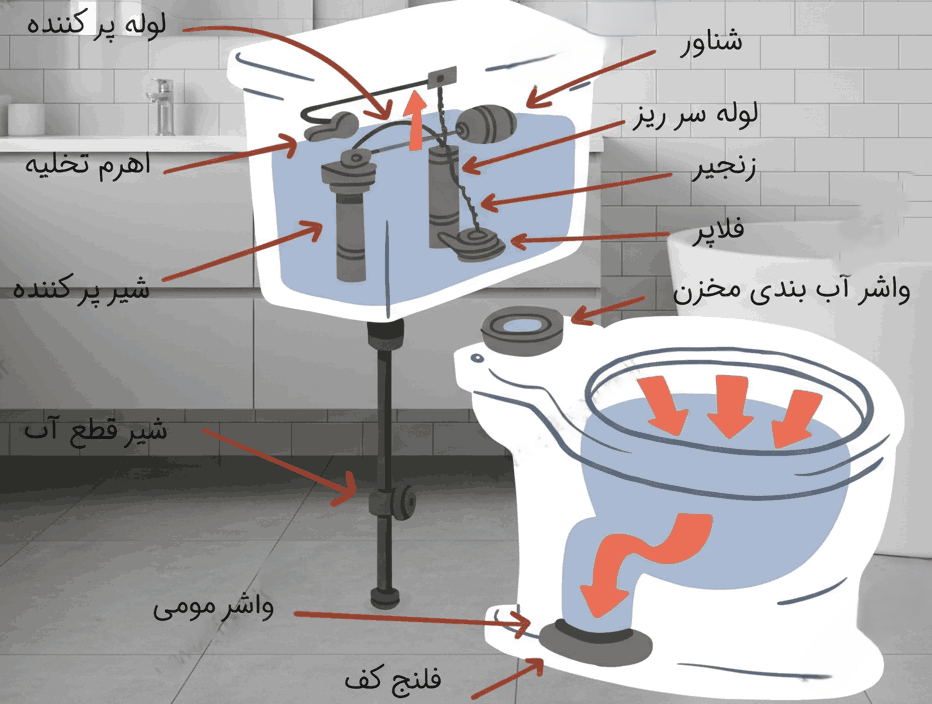 راهنمای کامل سیفون دستشویی: انواع، نصب، تعمیر و نکات نگهداری 22 سیفون دستشویی کامل با اجزا مشخص